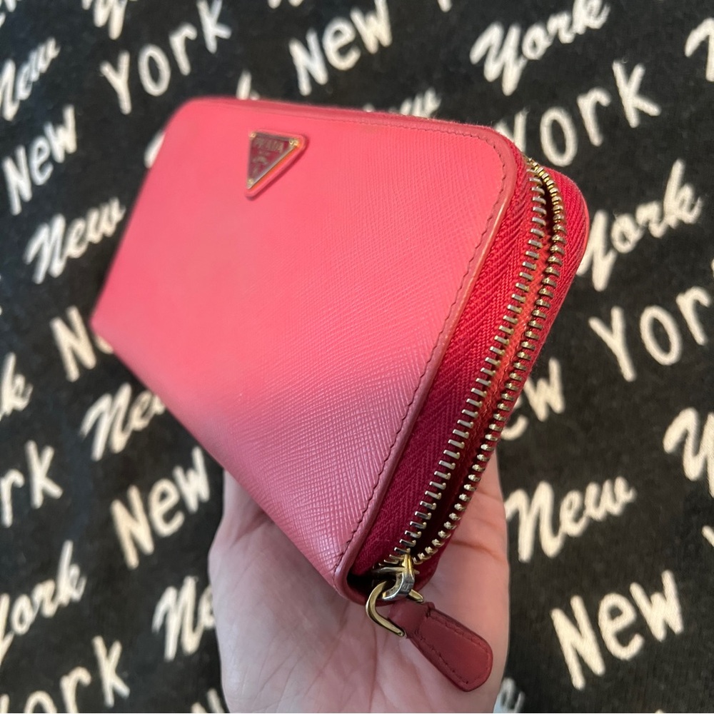 Pink Prada Saffiano leather full zip around wallet - Picture 8 of 11